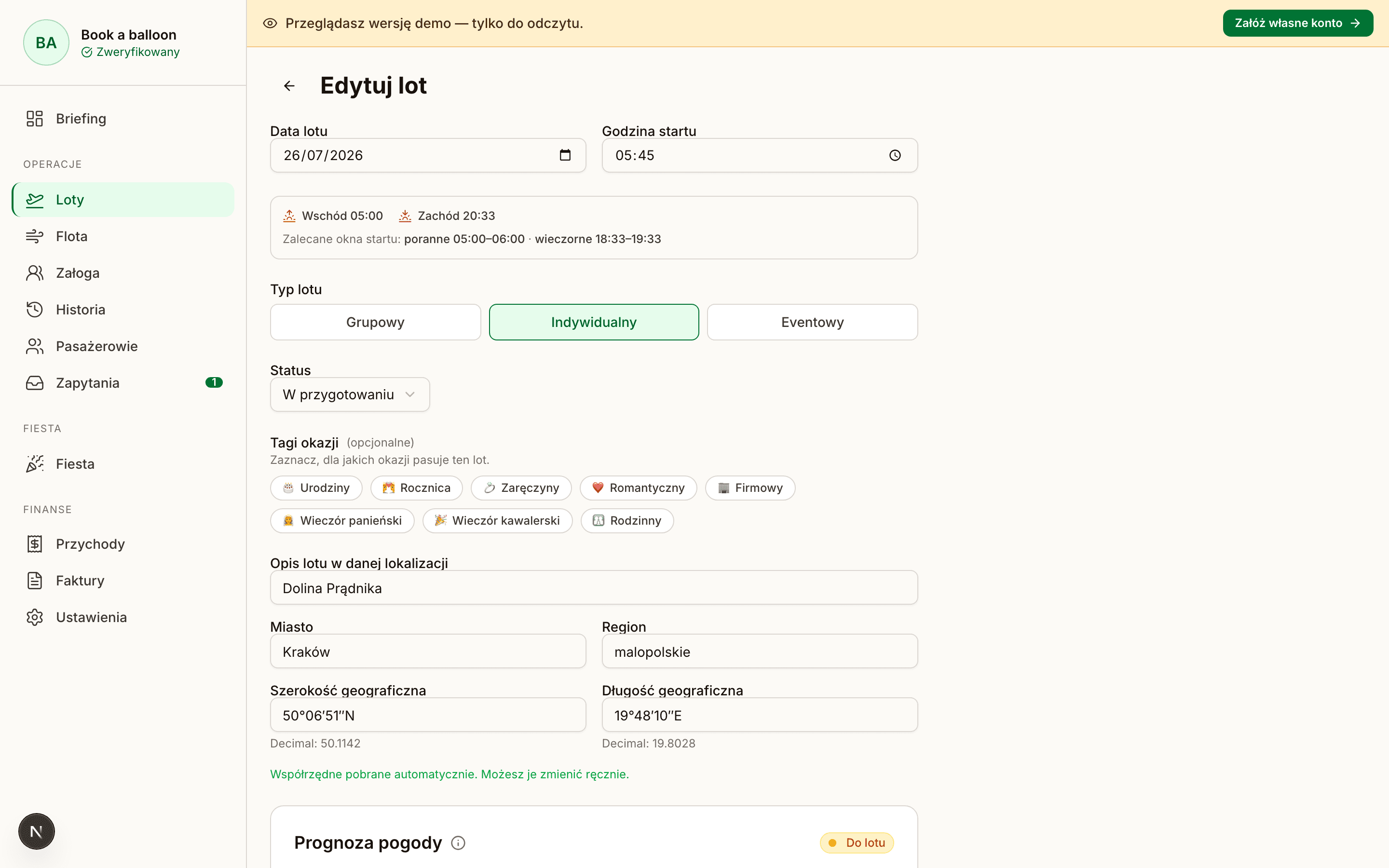 Operator panel: rescheduling a flight and SMS notifications